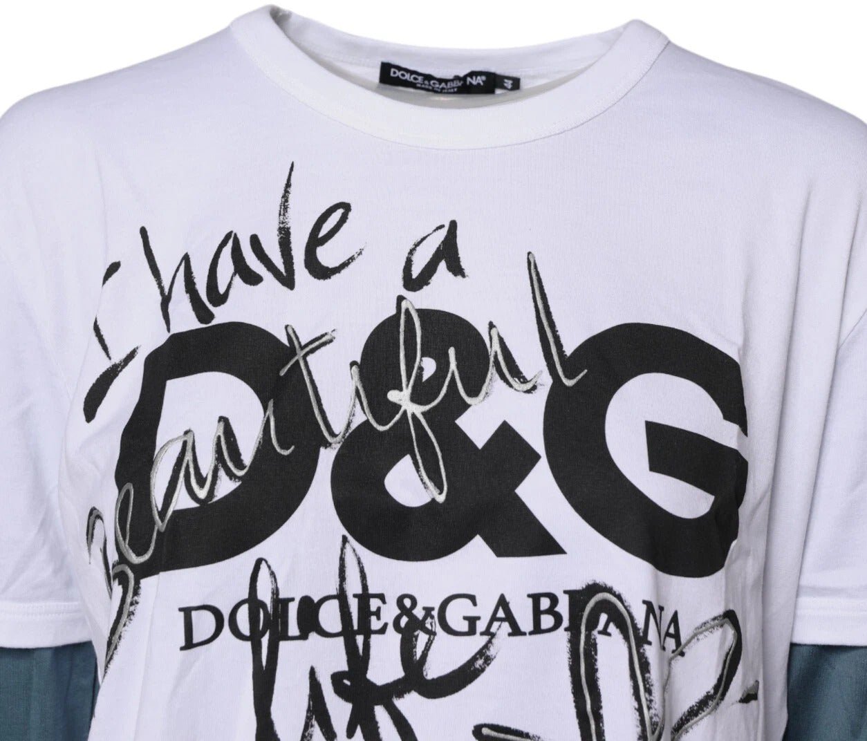 Dolce & Gabbana White Graphic Print Cotton Crew Neck T-shirt Wit