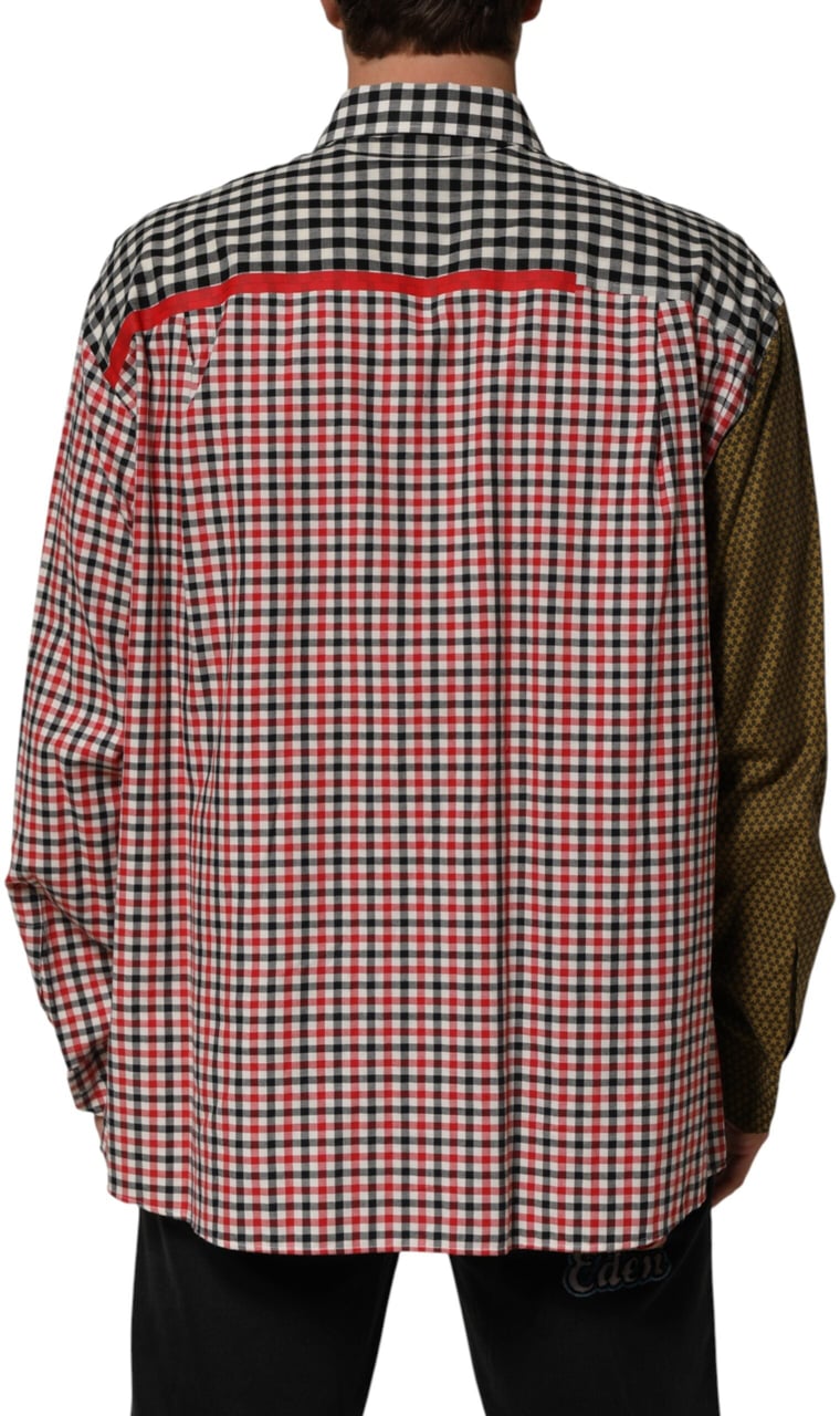 Dolce & Gabbana Multicolor Cotton Collared Checkered Shirt Divers