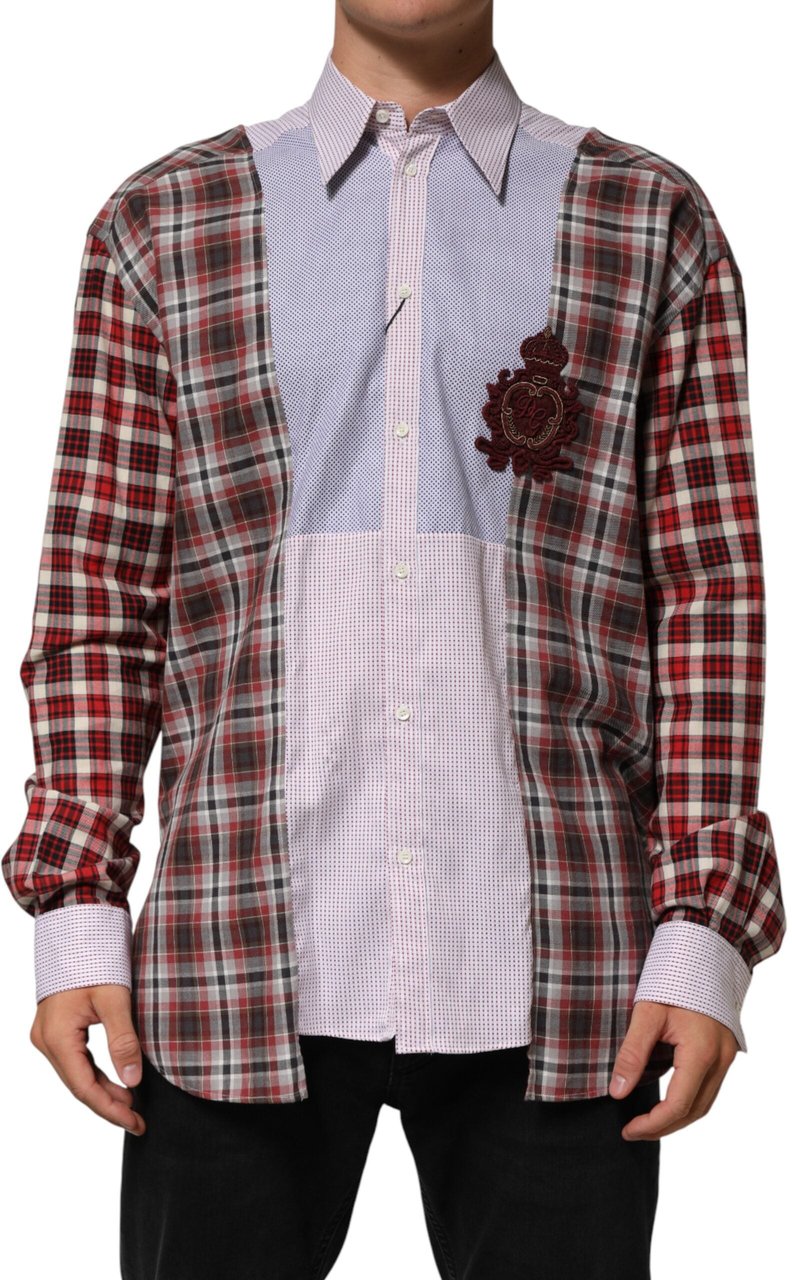 Dolce & Gabbana Multicolor Cotton Collared Checkered Shirt Divers