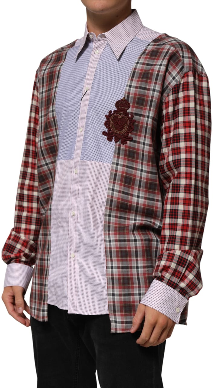 Dolce & Gabbana Multicolor Cotton Collared Checkered Shirt Divers
