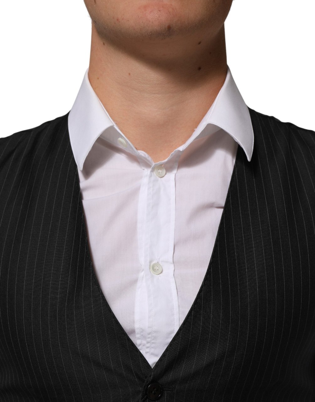 Dolce & Gabbana Black Wool Men Dress Formal Waistcoat Vest Zwart