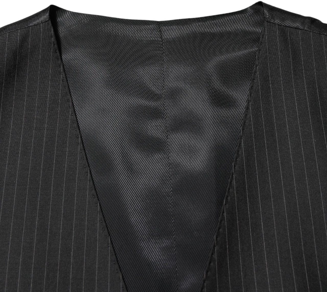 Dolce & Gabbana Black Wool Men Dress Formal Waistcoat Vest Zwart