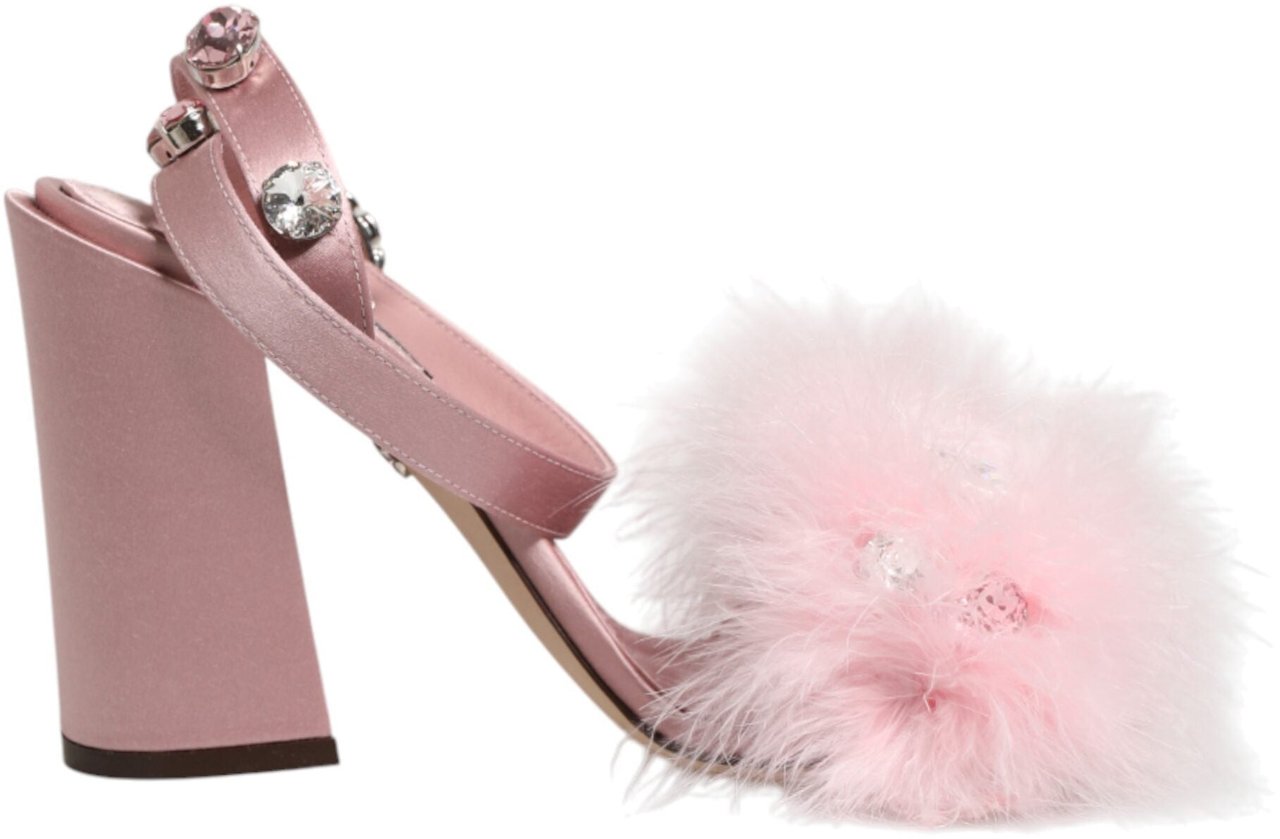Dolce & Gabbana Pink Sequined Ankle Strap Sandals Shoes Roze