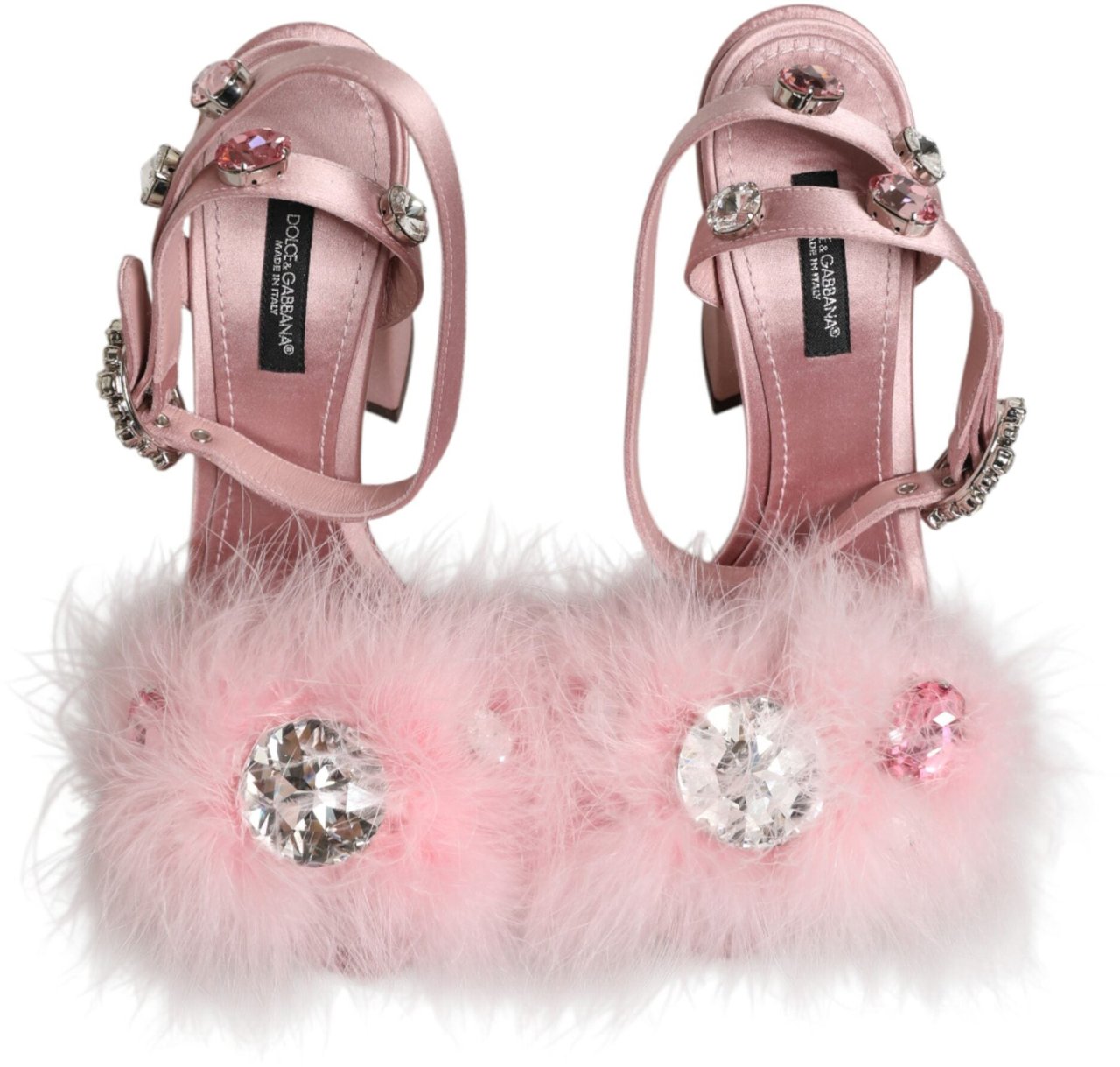 Dolce & Gabbana Pink Sequined Ankle Strap Sandals Shoes Roze