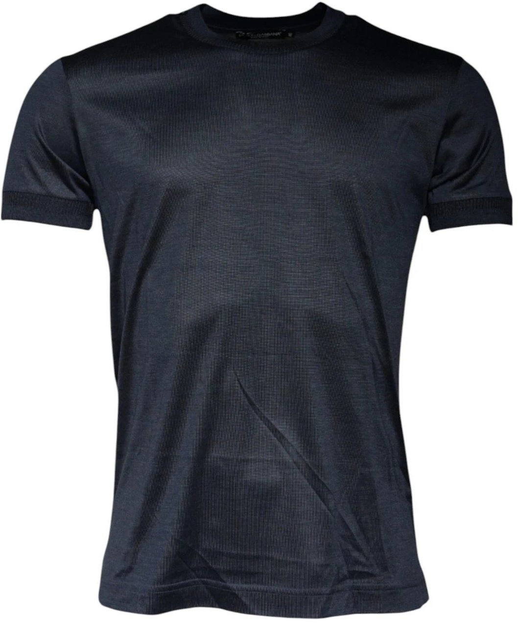 Dolce & Gabbana Blue Silk Crew Neck Short Sleeves Men T-shirt Blauw