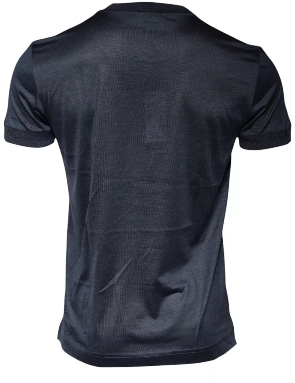 Dolce & Gabbana Blue Silk Crew Neck Short Sleeves Men T-shirt Blauw