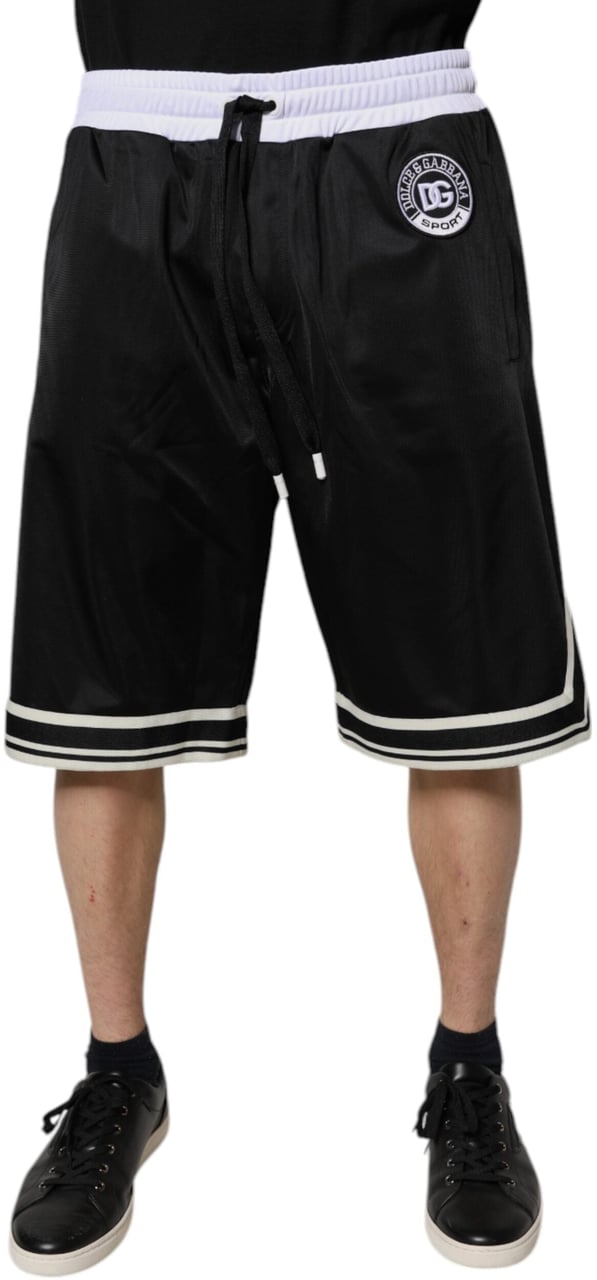 Dolce & Gabbana Black White Men Bermuda Sweatshorts Shorts Zwart