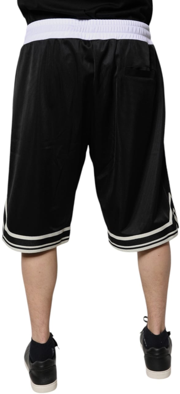 Dolce & Gabbana Black White Men Bermuda Sweatshorts Shorts Zwart