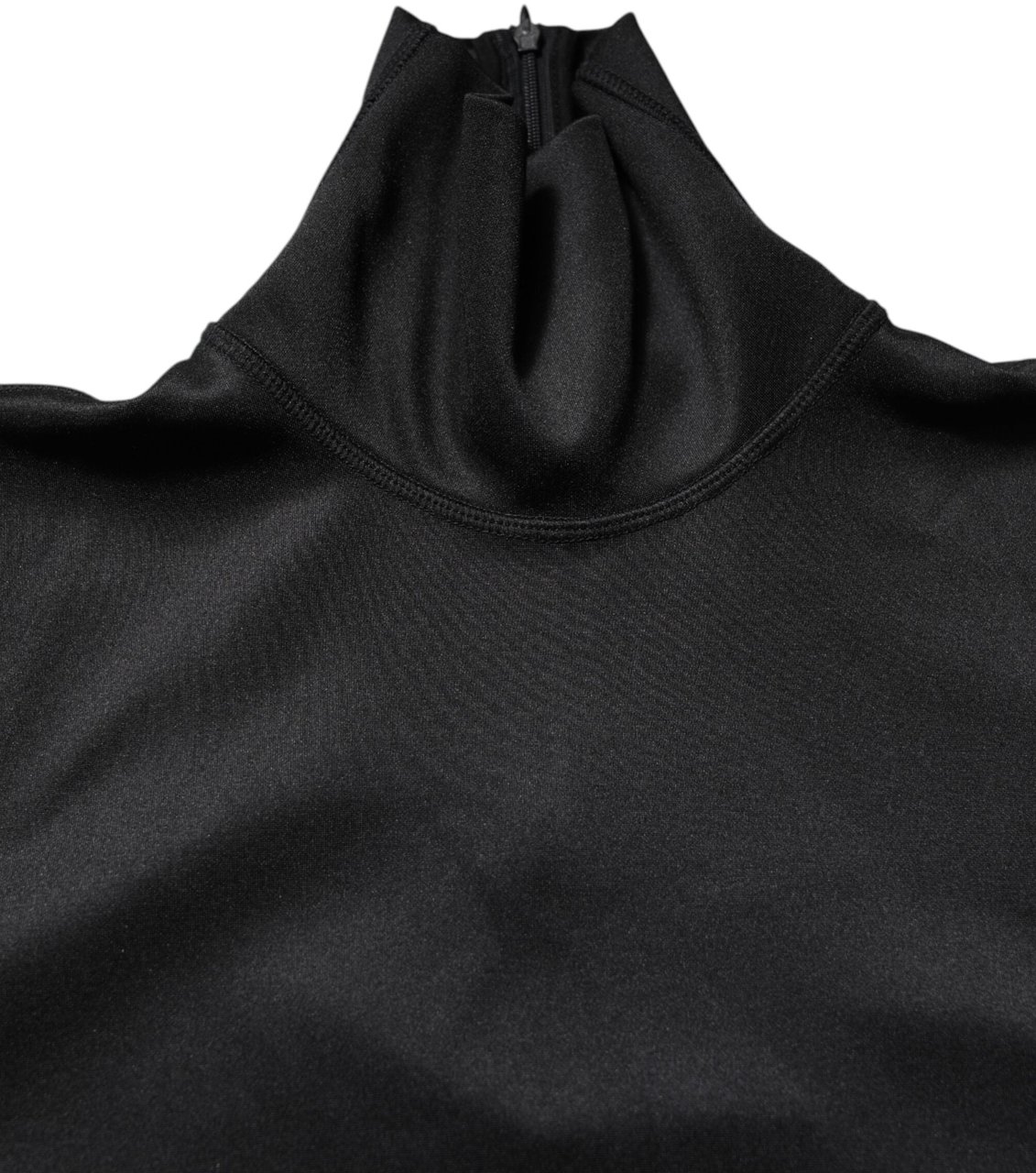 Dolce & Gabbana Black Polyester Turtleneck Pullover Sweater Zwart