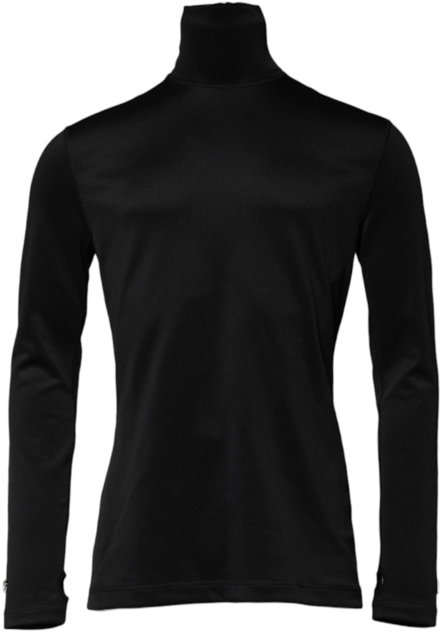 Dolce & Gabbana Black Polyester Turtleneck Pullover Sweater Zwart