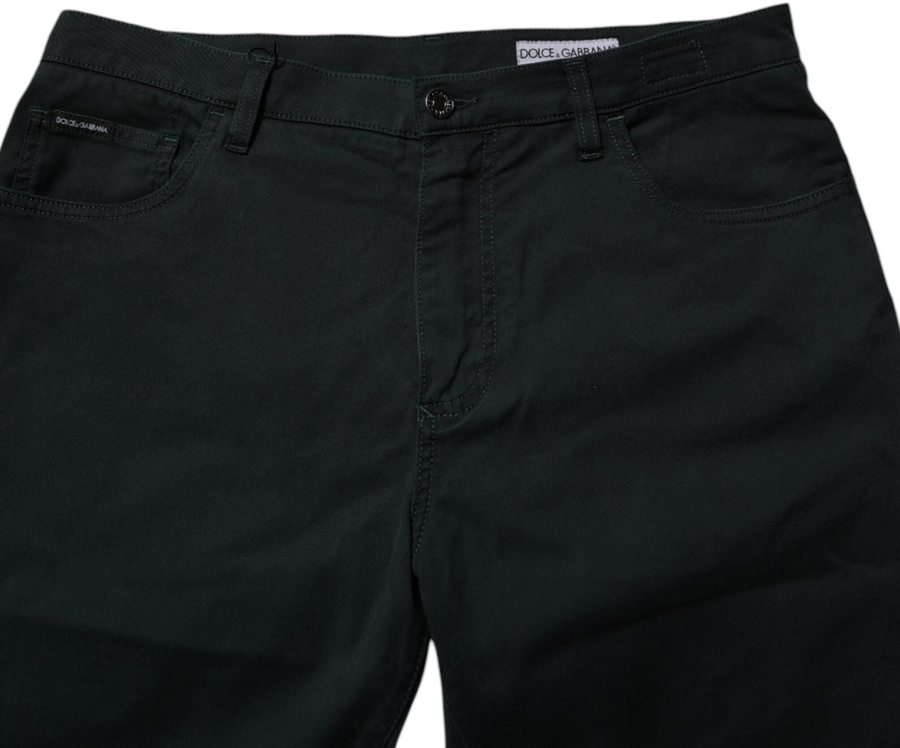 Dolce & Gabbana Dark Green Cotton Loose Men Denim Jeans Groen