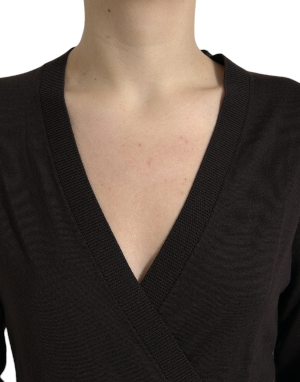 Dolce & Gabbana Black Wool V-neck Crossed Cardigan Sweater Zwart