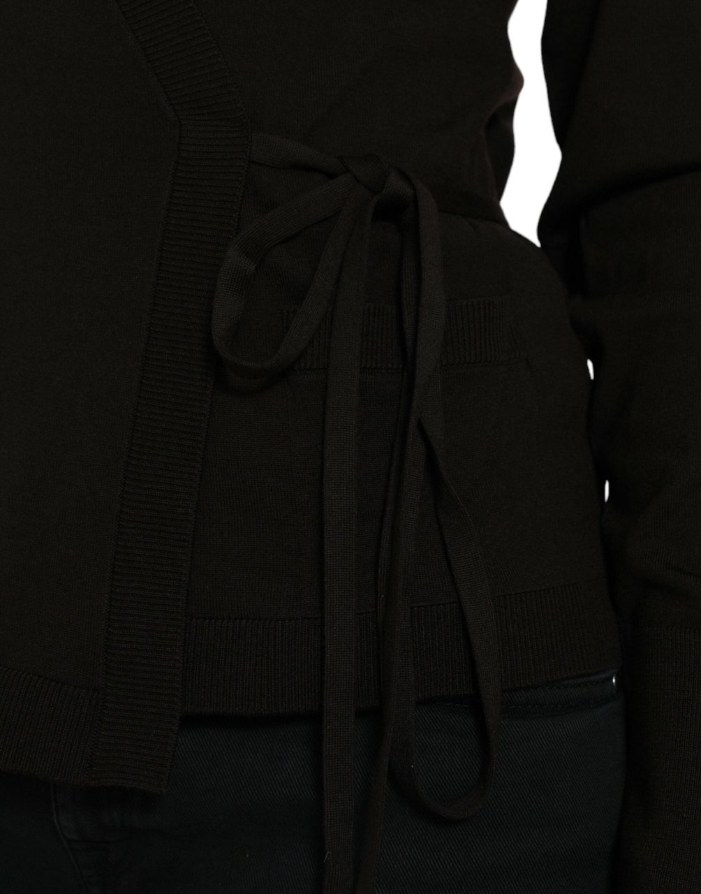 Dolce & Gabbana Black Wool V-neck Crossed Cardigan Sweater Zwart
