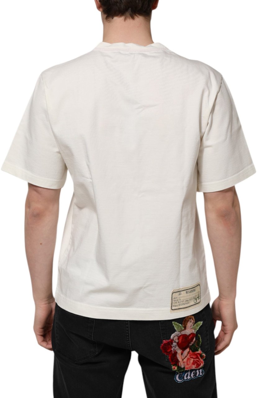 Dolce & Gabbana White Love Peace Cotton Men Crew Neck T-shirt Wit