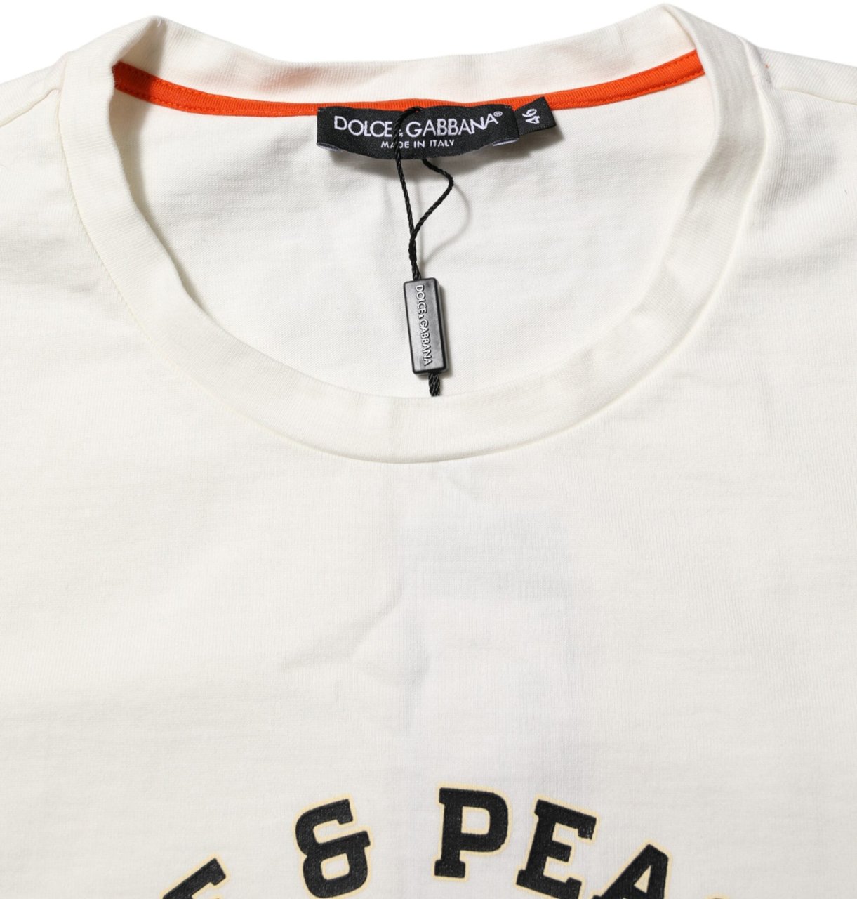 Dolce & Gabbana White Love Peace Cotton Men Crew Neck T-shirt Wit