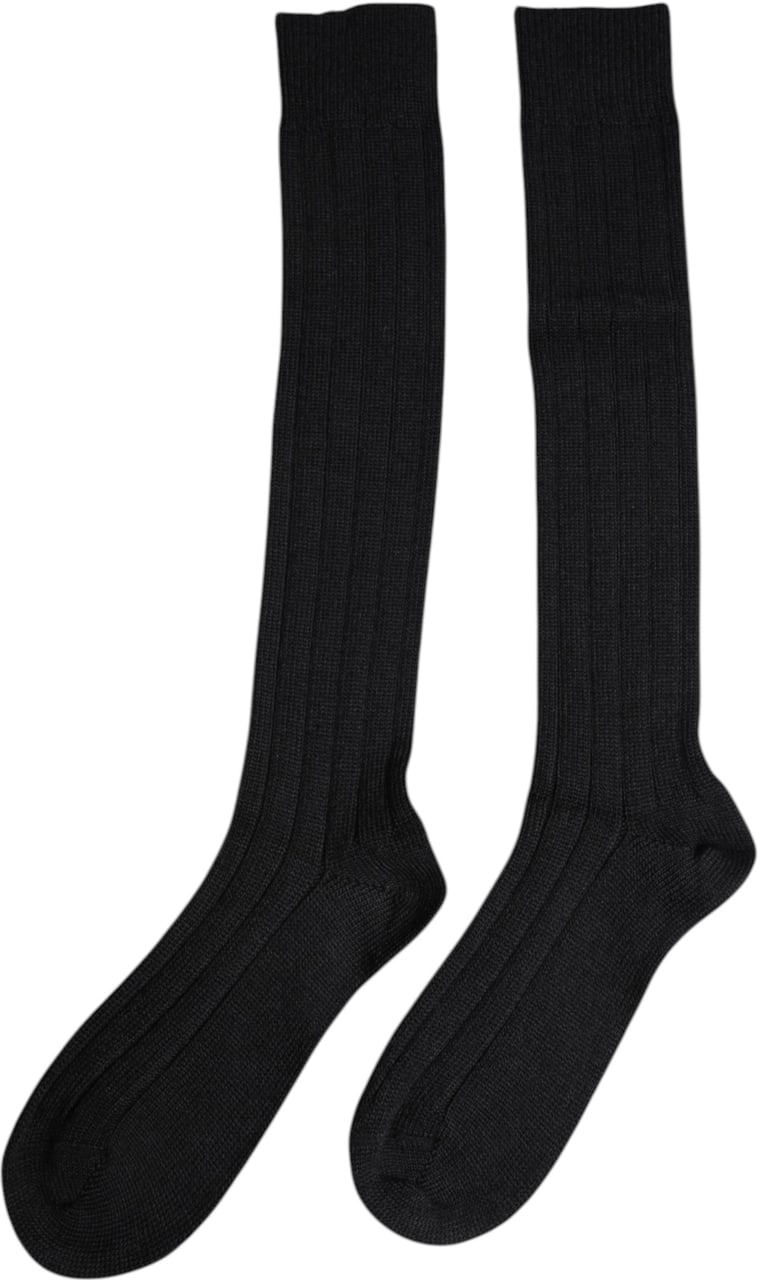 Dolce & Gabbana Black DG Logo Print Over The Calf Socks Zwart