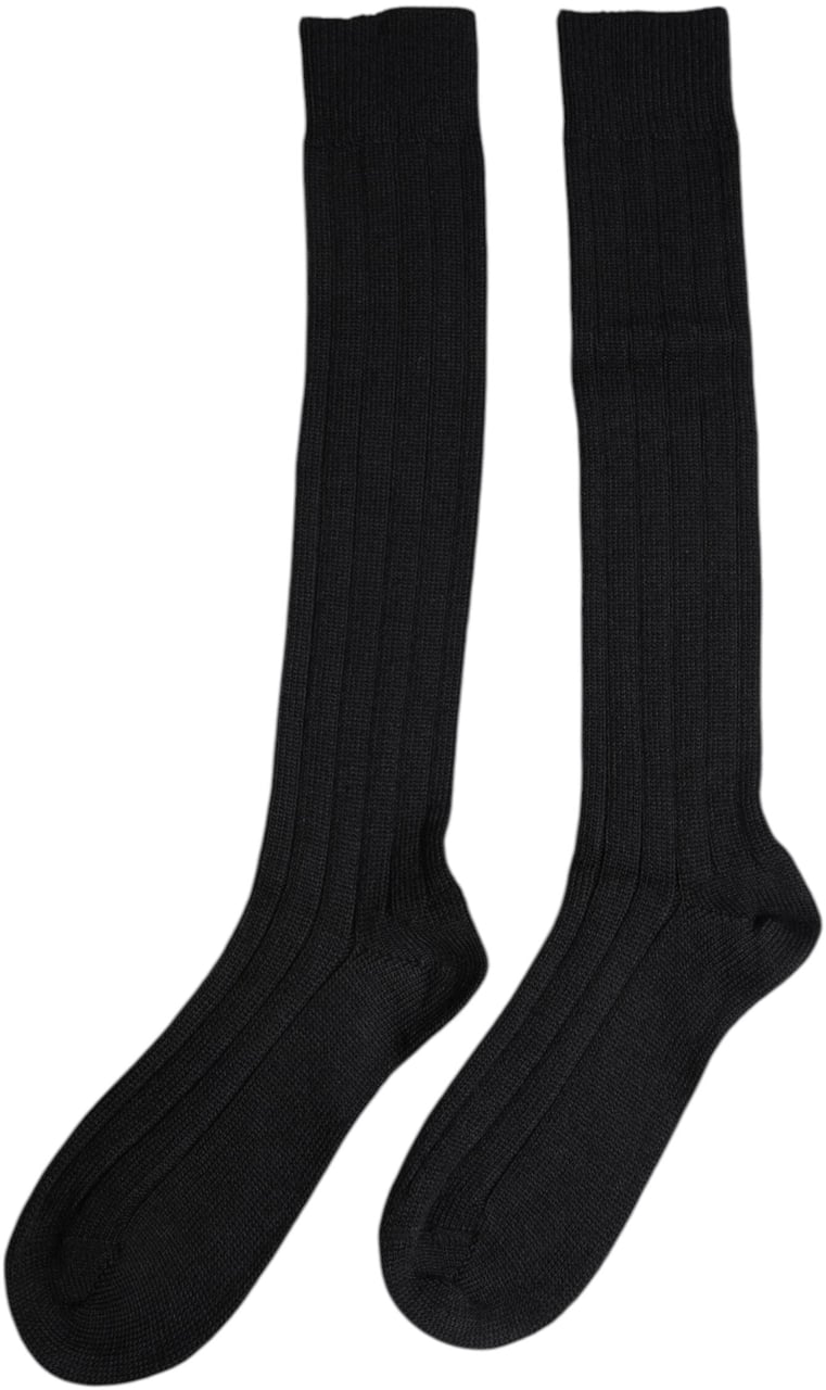 Dolce & Gabbana Black DG Logo Print Over The Calf Socks Zwart