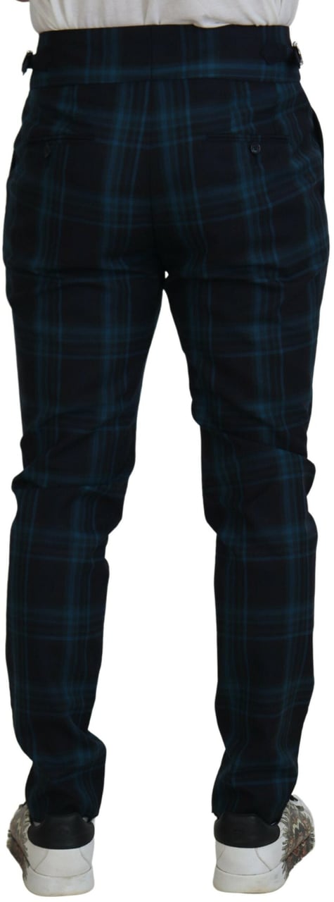 Dolce & Gabbana Blue Purple Plaid Wool Trousers Pants Blauw