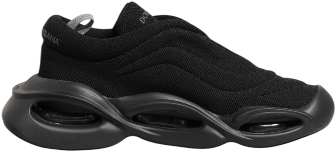 Dolce & Gabbana Black Lace Up Wave Low Top Men Sneaker Shoes Zwart