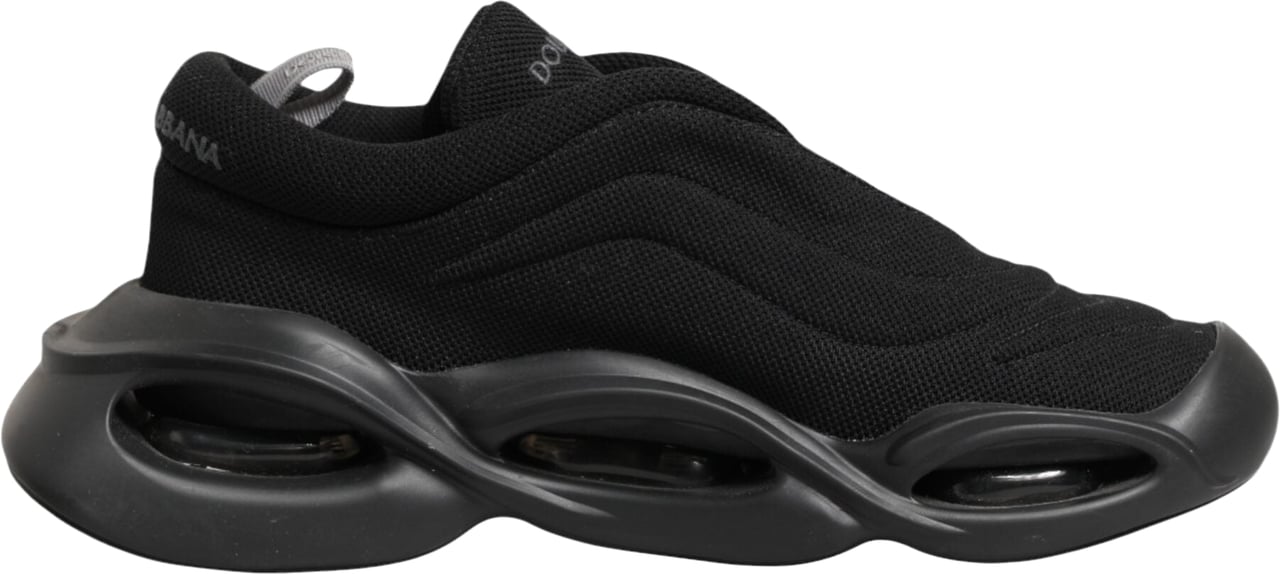 Dolce & Gabbana Black Lace Up Wave Low Top Men Sneaker Shoes Zwart
