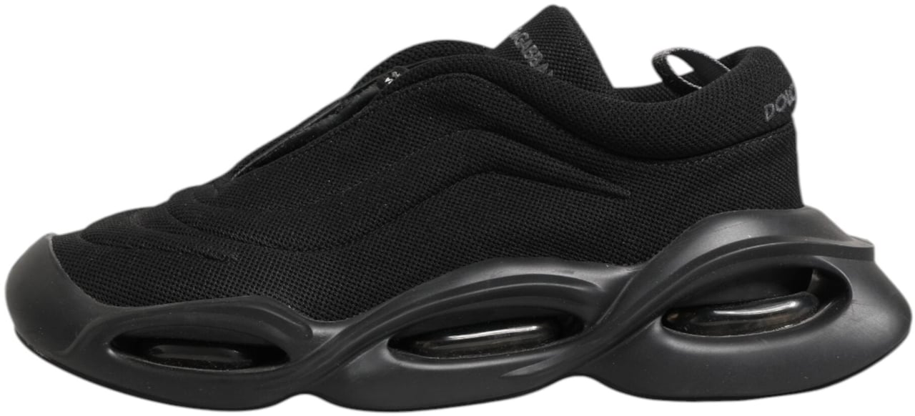 Dolce & Gabbana Black Lace Up Wave Low Top Men Sneaker Shoes Zwart