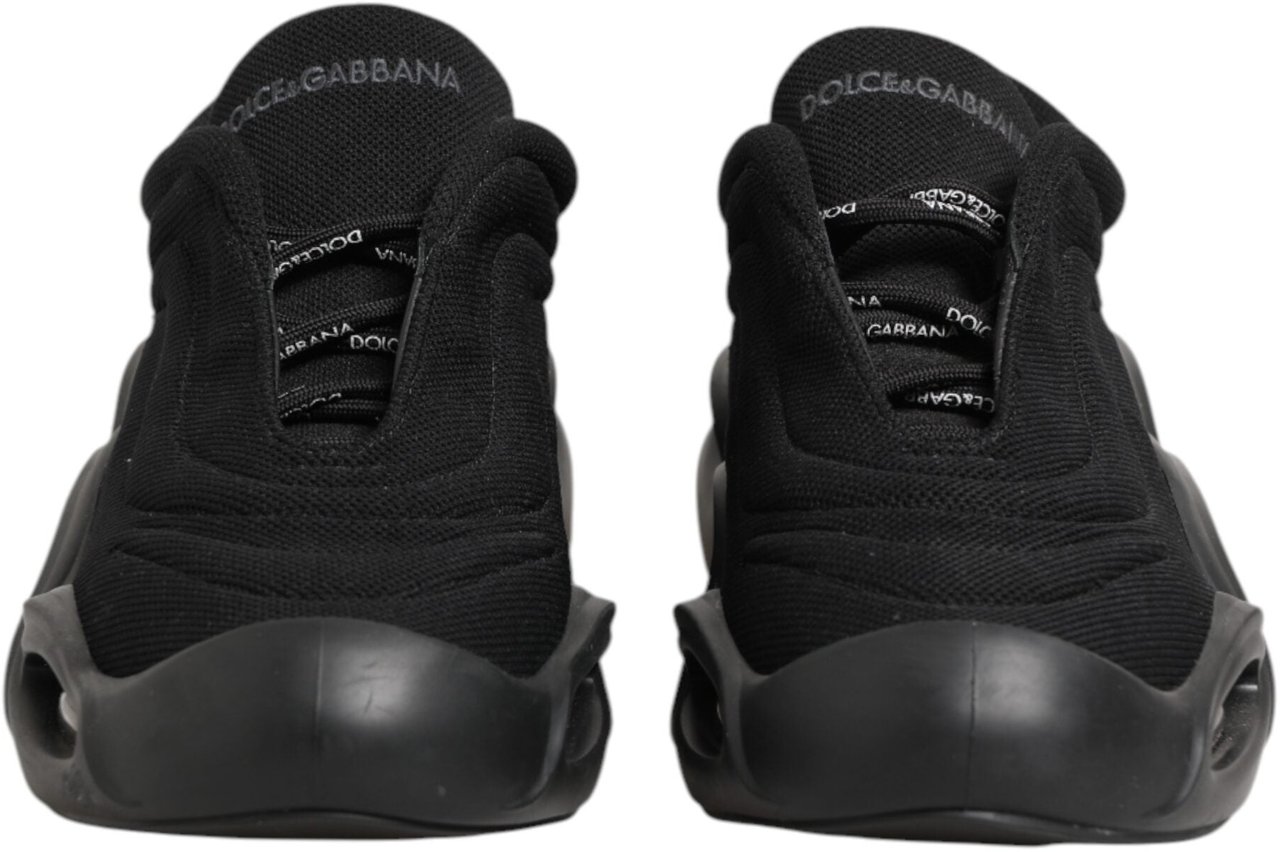 Dolce & Gabbana Black Lace Up Wave Low Top Men Sneaker Shoes Zwart