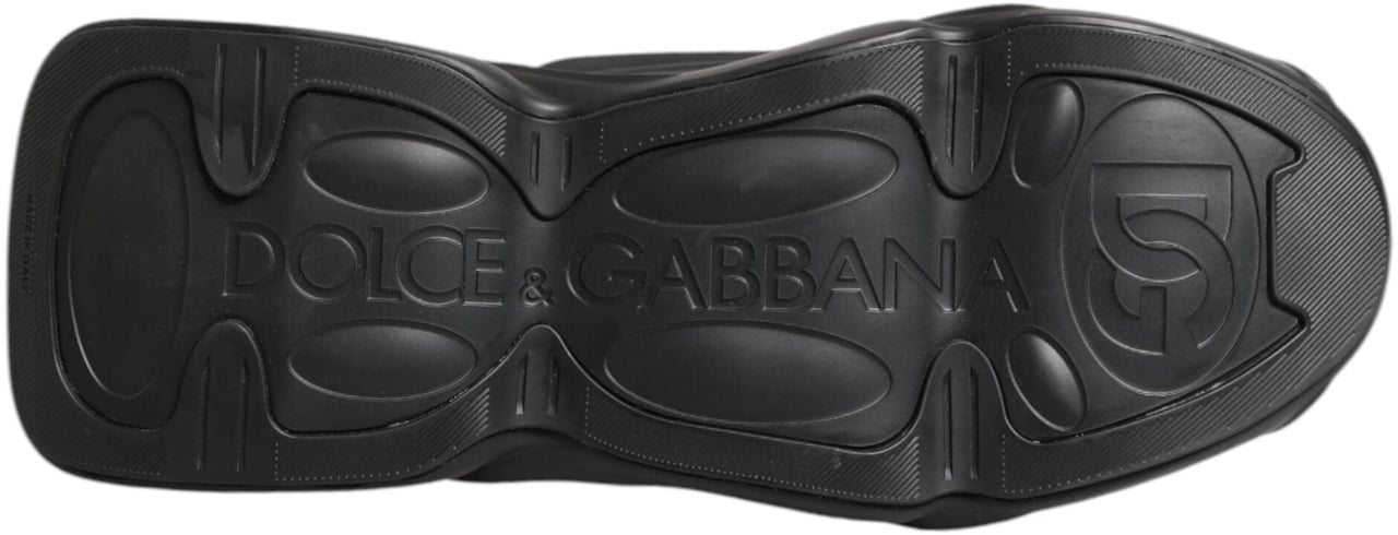 Dolce & Gabbana Black Lace Up Wave Low Top Men Sneaker Shoes Zwart
