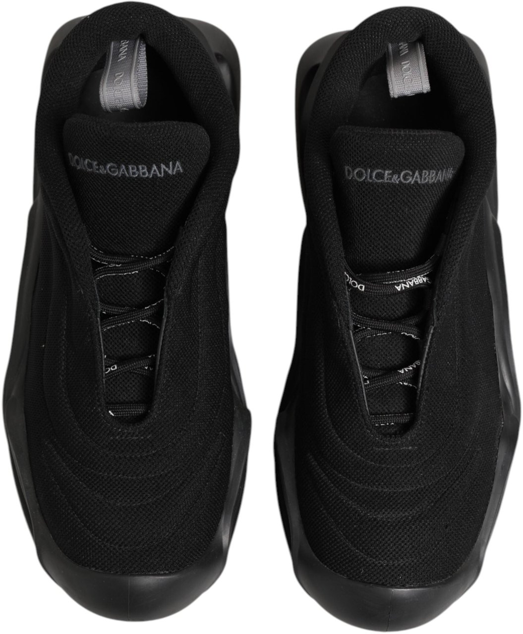 Dolce & Gabbana Black Lace Up Wave Low Top Men Sneaker Shoes Zwart