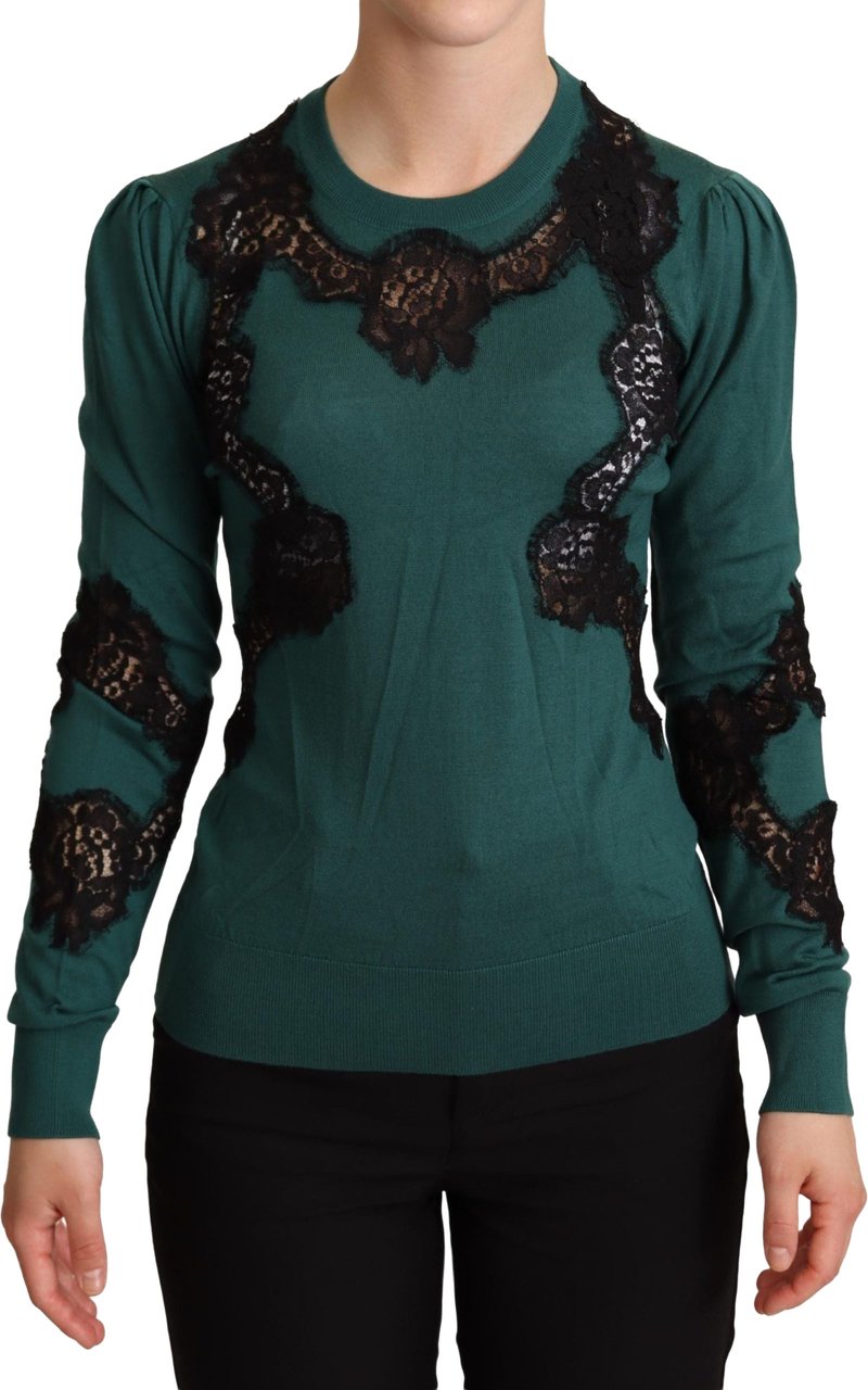 Dolce & Gabbana Green Wool Crewneck Sweater Groen