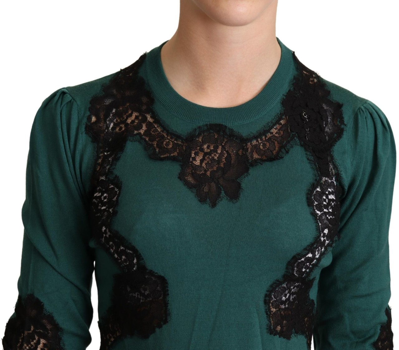 Dolce & Gabbana Green Wool Crewneck Sweater Groen