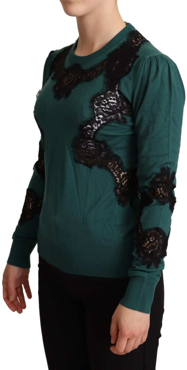 Dolce & Gabbana Green Wool Crewneck Sweater Groen