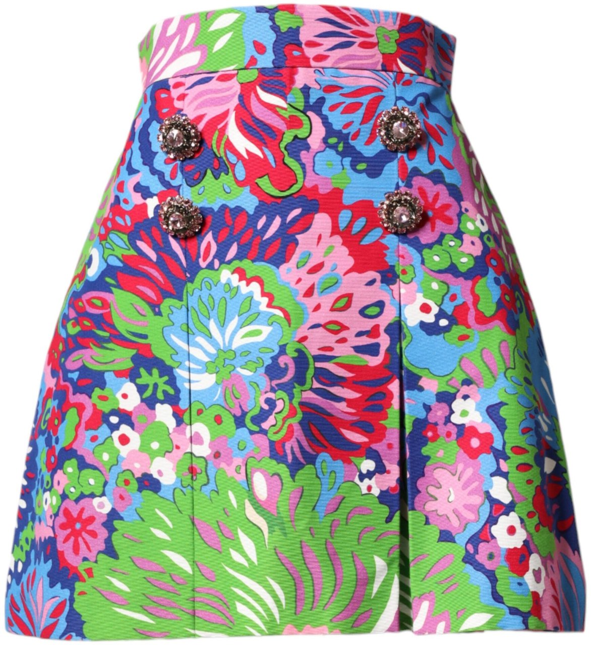 Dolce & Gabbana Multicolor Floral Buttoned High Waist Mini Shorts Divers