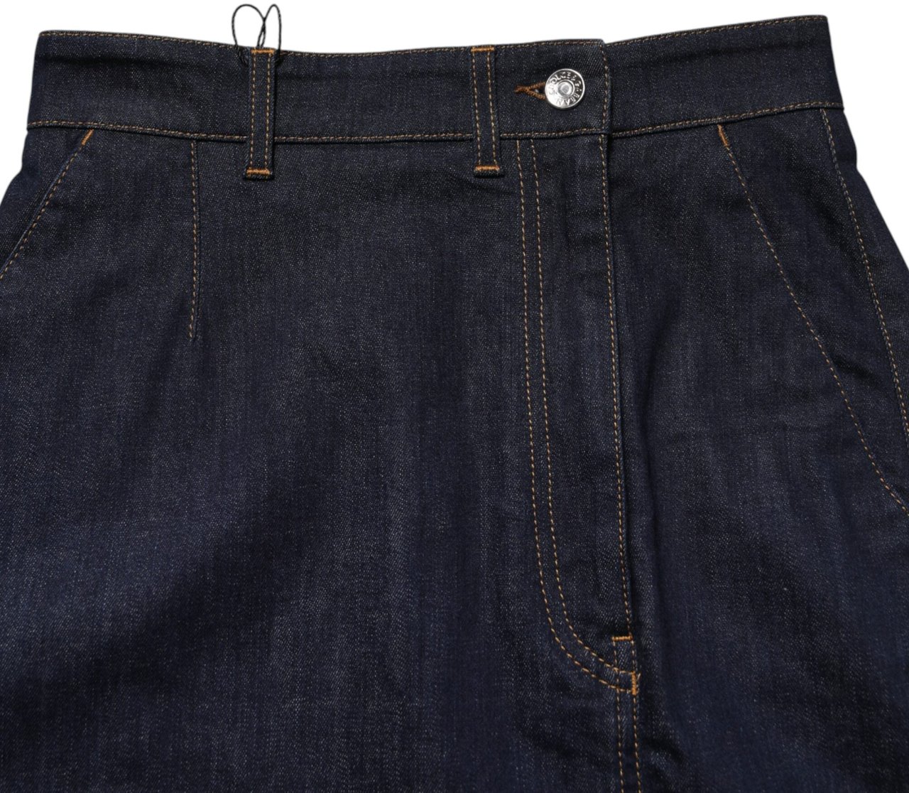 Dolce & Gabbana Dark Blue Cotton A-line Denim Midi Skirt Blauw