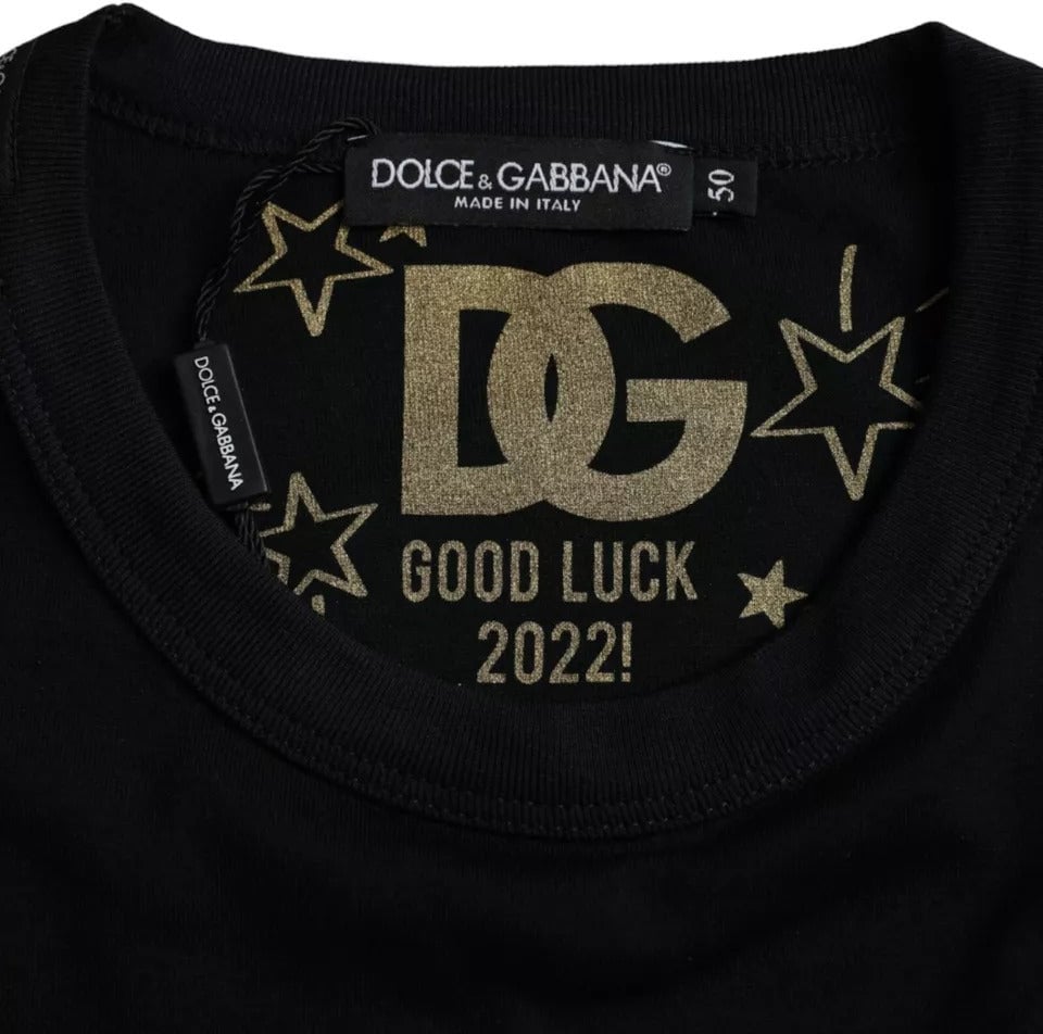 Dolce & Gabbana Black Cotton Round Neck Short Sleeves Men T-shirt Wit