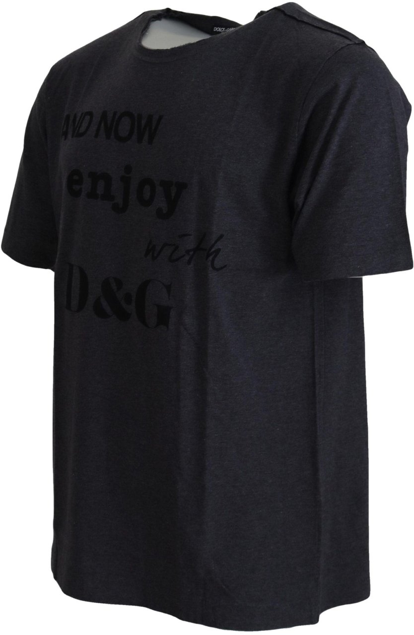 Dolce & Gabbana Gray Crewneck Cotton Short Sleeve T-shirt Grijs