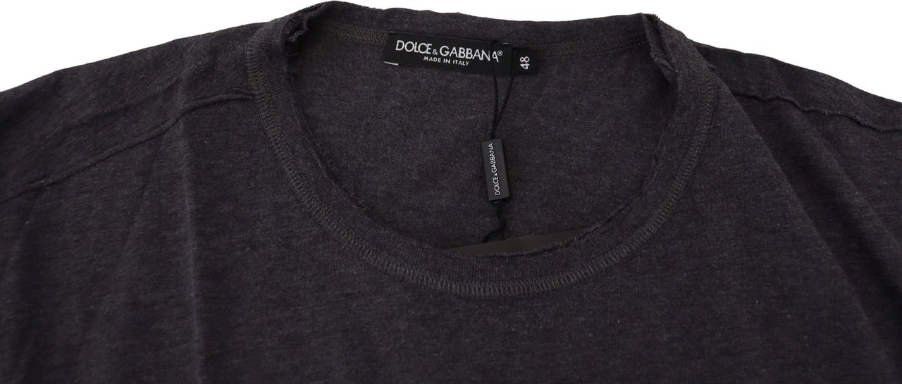 Dolce & Gabbana Gray Crewneck Cotton Short Sleeve T-shirt Grijs