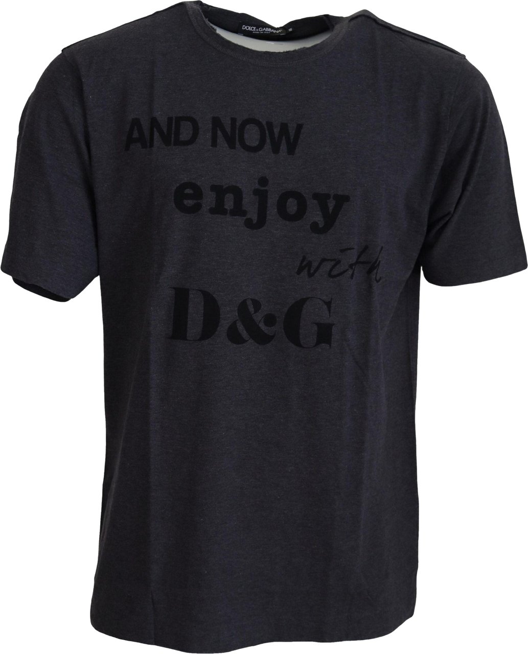 Dolce & Gabbana Gray Crewneck Cotton Short Sleeve T-shirt Grijs