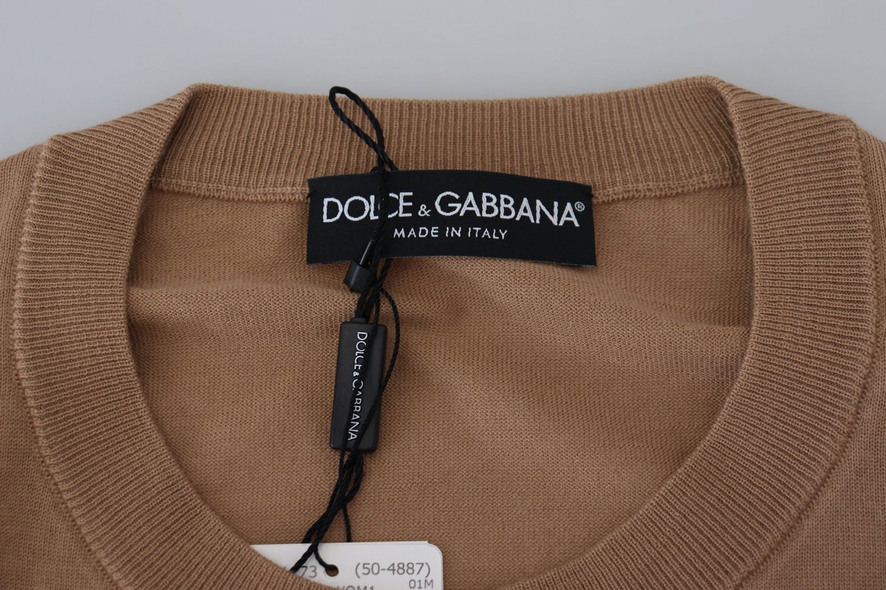 Dolce & Gabbana Beige Cashmere Crown Logo Pullover Sweater Divers