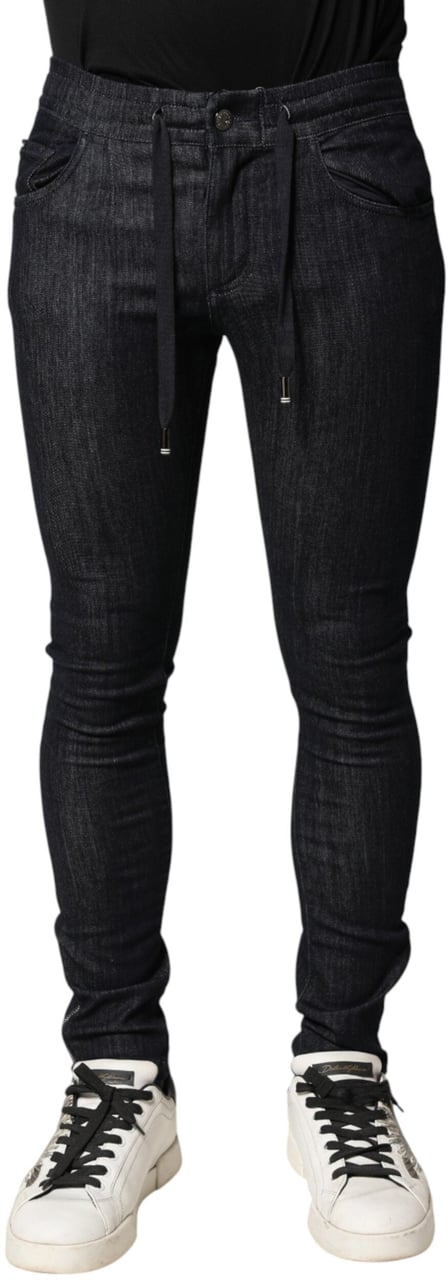 Dolce & Gabbana Black Cotton Stretch Skinny Denim Men Jeans Zwart