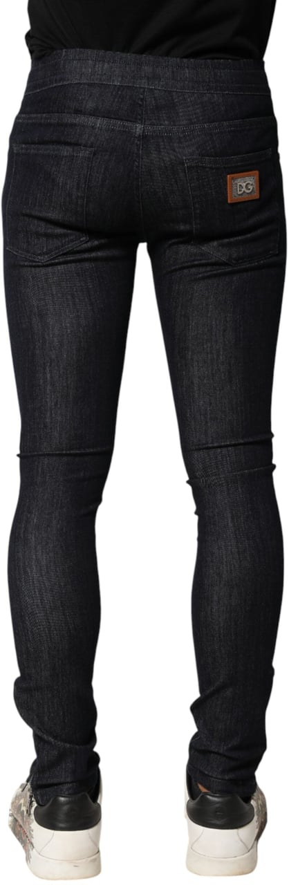 Dolce & Gabbana Black Cotton Stretch Skinny Denim Men Jeans Zwart