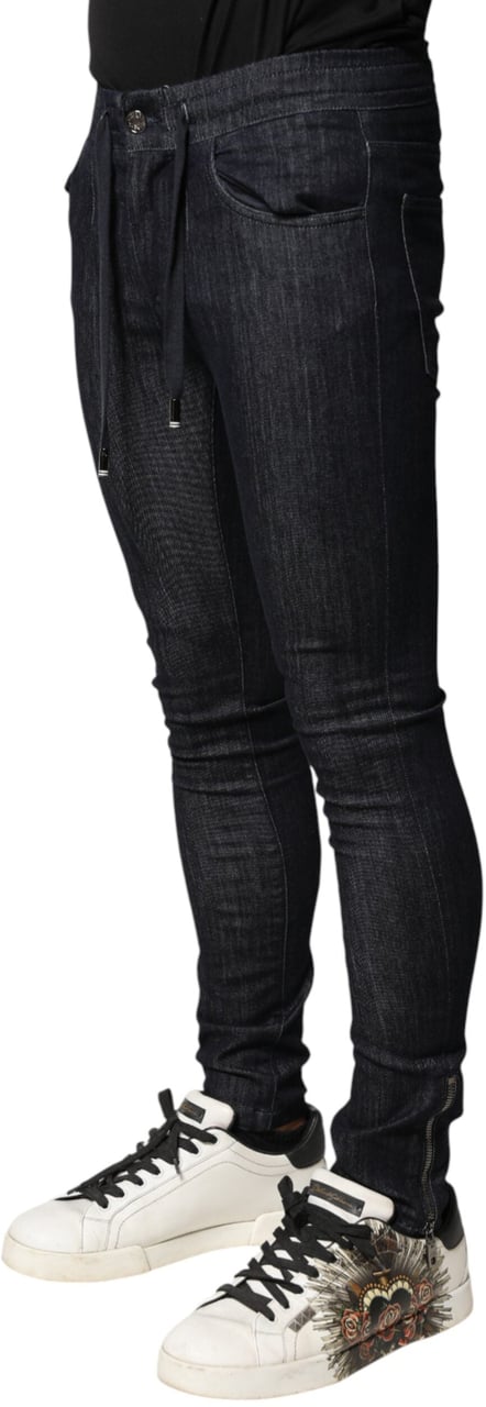 Dolce & Gabbana Black Cotton Stretch Skinny Denim Men Jeans Zwart
