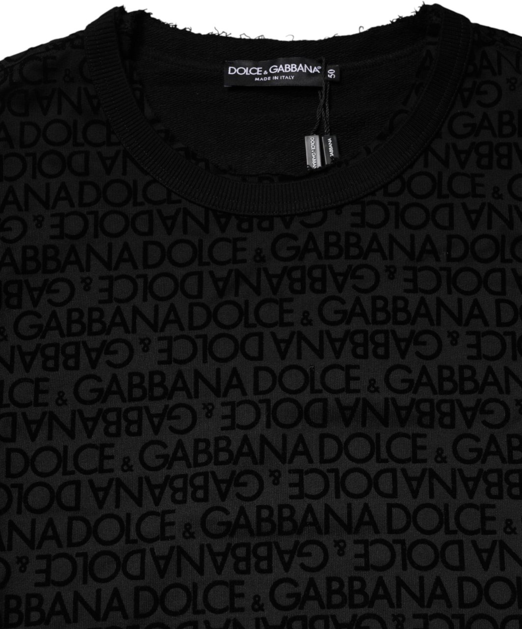 Dolce & Gabbana Black Monogram Crew Neck Sweatshirt Sweater Zwart