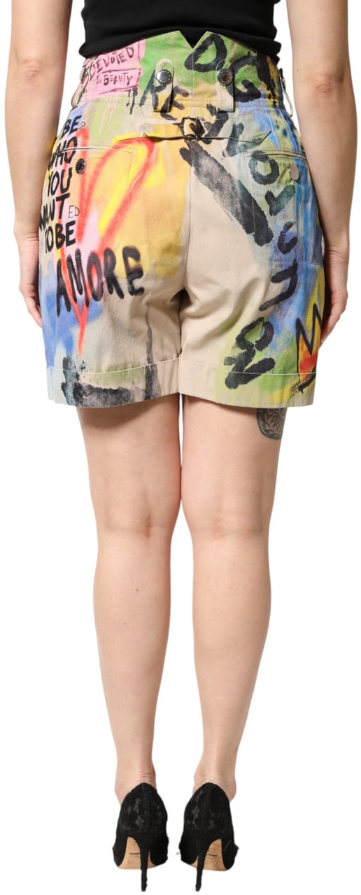 Dolce & Gabbana Multicolor Graffiti HighWaist Bermuda Shorts Divers