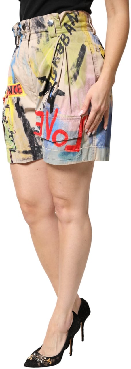 Dolce & Gabbana Multicolor Graffiti HighWaist Bermuda Shorts Divers