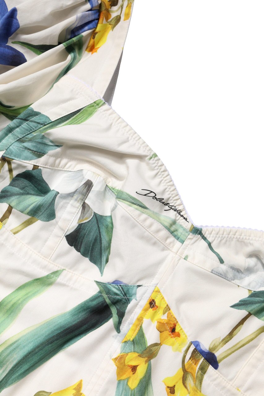 Dolce & Gabbana White Floral Puff Sleeves Crop Blouse Top Divers