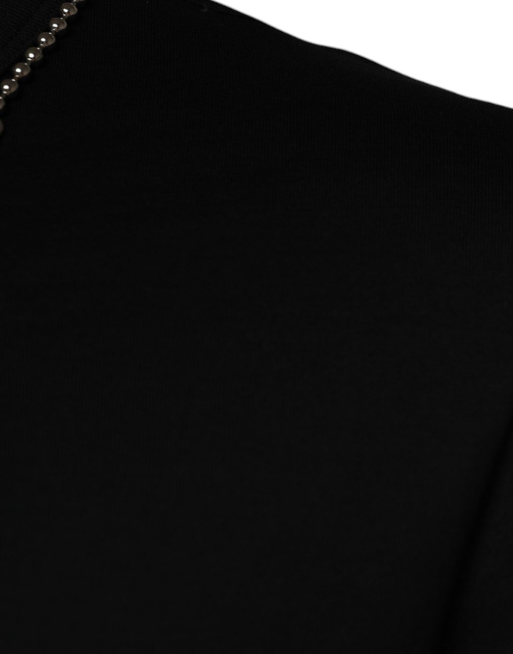 Dolce & Gabbana Black Cotton Necklace Embellished T-shirt Zwart