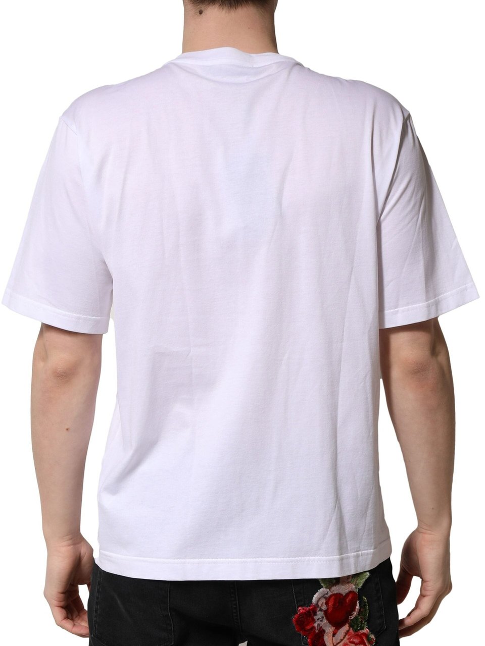 Dolce & Gabbana White Embellished Cotton Crew Neck T-shirt Wit