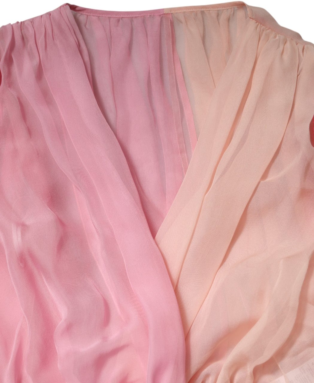 Dolce & Gabbana Pink Plunging V-neck Long Sleeves Blouse Top Groen