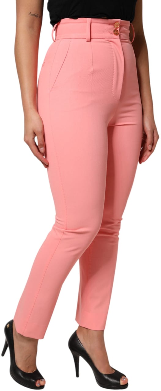 Dolce & Gabbana Pink High Waist Dress Tapered Pants Roze