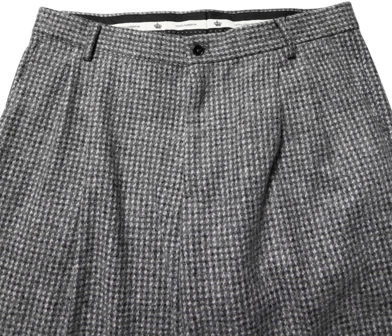 Dolce & Gabbana Gray Houndstooth Straight Dress Trouser Pants Grijs